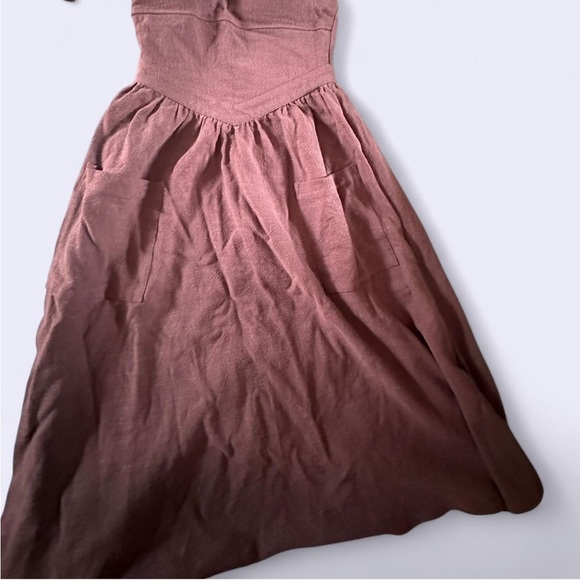 SOLD: NWT Fashion Brand Company Brown Linen Apron Dress - Picture 6 of 7